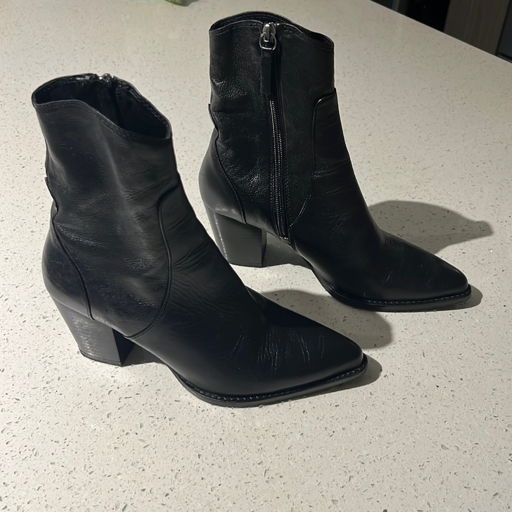 Zara Black Leather boots